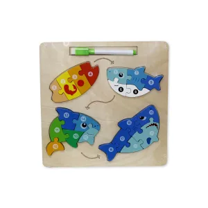 Дървен пъзел риби