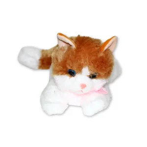 Плюшена играчка бяло коте с кафяво 2