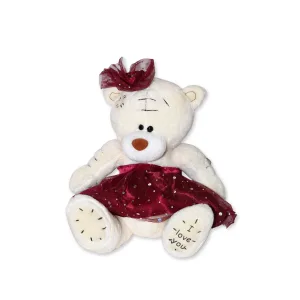 Плюшено мече с бордо панделка