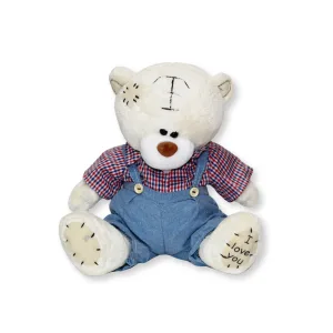 Плюшено мече с карирана риза