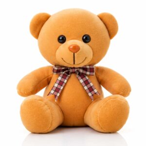 Мече с панделка кафяво